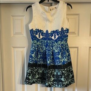Elegant Blue and White Dress PTP 17 inch